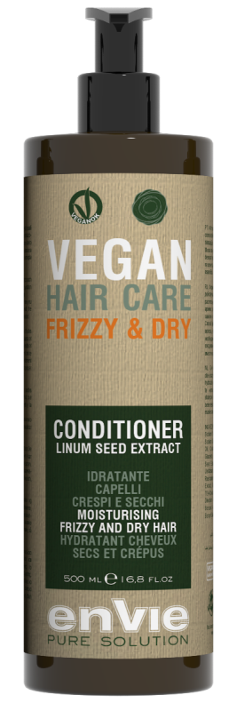 ENVIE Vegan Conditioner Linum Seed Extract. Mitrinošs balzams cirtainiem un sausiem matiem. Satur linu sēklu ekstraktu. 500 ml.