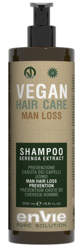 ENVIE Vegan Shampoo Serenoa Extract. Vīriešu šampūns pret matu izkrišanu. Ar sereno (mazās palmas) ekstraktu. 500 ml.