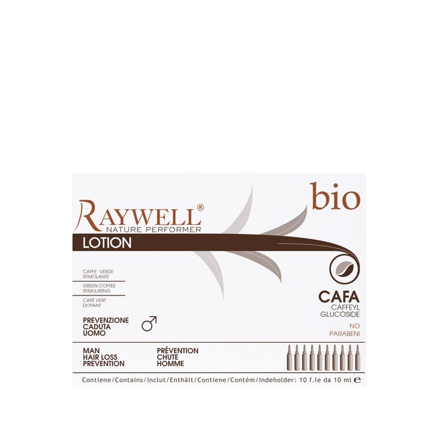 RAYWELL Bio Nature Prevenzione Caduta Uomo. Stimulējošs losjons pret matu izkrišanu, vīriešiem. 10 ampulas x 10 ml. 100 ml.