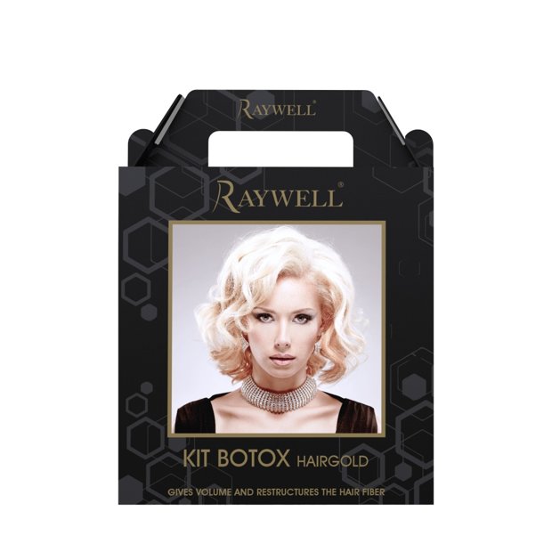 RAYWELL Botox Hairgold Kit. Botoksa procedūras komplekts matu apjomam un matu šķiedru atjaunošanai. +30 % apjoma.