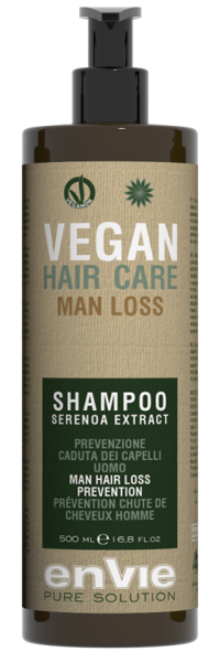 ENVIE Vegan Shampoo Serenoa Extract. Vīriešu šampūns pret matu izkrišanu. Ar sereno (mazās palmas) ekstraktu. 500 ml.