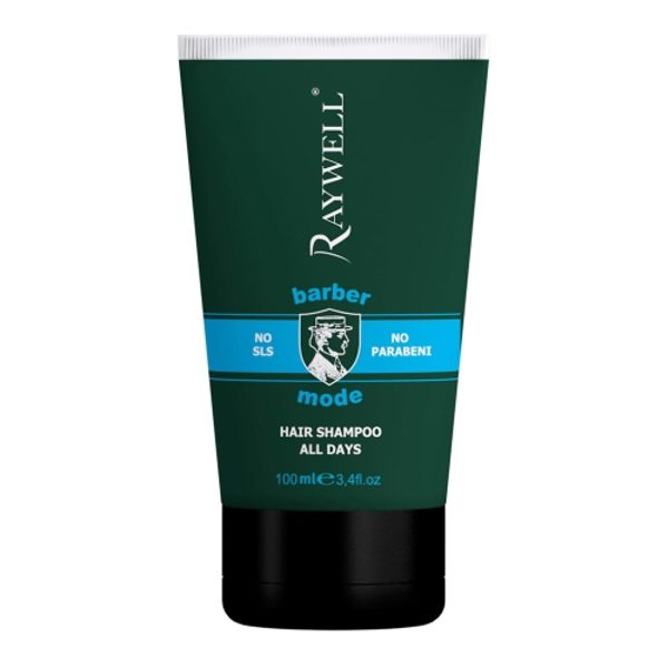RAYWELL Barber Mode Shampoo Bio All Day. Vīriešu šampūns biežai matu mazgāšanai. Nesatur nātrija laurilsulfātu un parabēnus. 100 ml.
